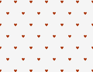 Pattern with hearts, small red hearts on a light background, regular uniform print, vector seamless background, cute pattern for Valentine's Day decoration, printing on fabrics, paper, wallpaper
