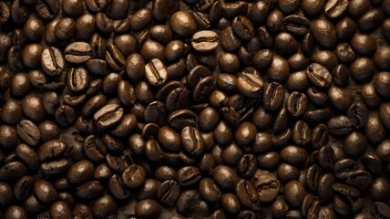 Fototapeta premium Textured coffee surface with a blend of light and dark brown tones, reminiscent of roasted coffee beans