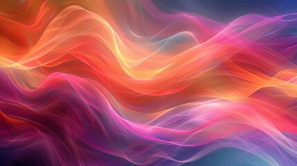 Obraz premium Abstract waves of color and light, colorful abstract digital painting, vibrant and dynamic visual art