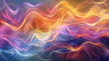 Obraz premium Abstract waves of color and light, colorful abstract digital painting, vibrant and dynamic visual art