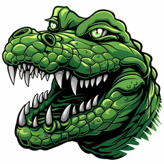 Obraz premium Ferocious Green Crocodile Head: A Vibrant Vector Illustration of Nature's Energetic Predator