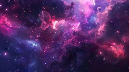 Obraz premium Vibrant Cosmic Nebula, Colorful Stellar Clouds and Sparkling Stars for Astronomy Posters and SpaceThemed Designs