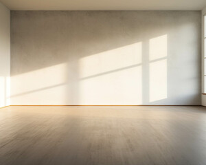 Empty sunny room with large windows and wooden floor, perfect for interior design, real estate, or renovation projects.