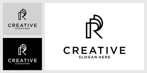 PR or RP initial letter logo design vector