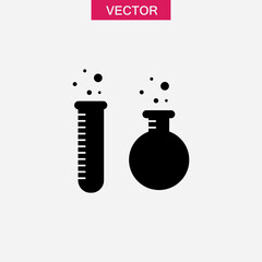 Test tubes vector icon, Laboratory flask simple illustration for web and app on white background..eps