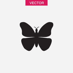 Butterfly vector icon, simple flat black illustration on white background..eps