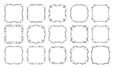 Set of calligraphy square frames for invitations, web, monograms etc.