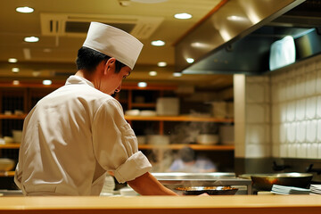 日本の高級日本食レストランのシェフ