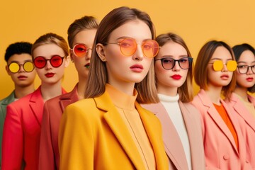 Diverse group of friends in coordinated, stylish outfits, representing equal representation in everyday fashion