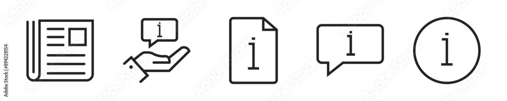 Poster information business icon set. set of 5 outline icons related to information. linear icon collection