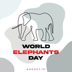 Obraz premium World Elephant Day continuous line design template background