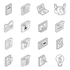 Set of Graphic Designing Linear Icons


