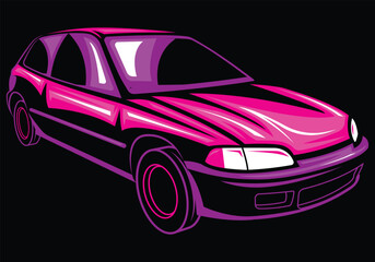 Cool car vector that glows in the dark like neon 1