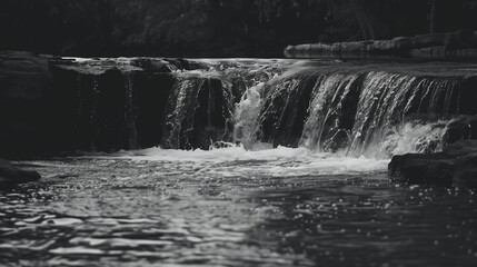 photo of river waterfall landscape with black and white tone color