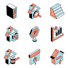 Set of Estate and Residence Flat Icons

