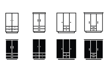 wardrobe icon set style vector on white background