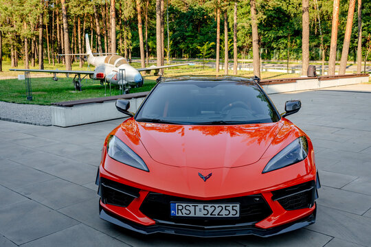 Poland, Stalowa Wola - July 18, 2024: Chevrolet Corvette Stingray C8 3LT Z51 Performance 6.2l DI HP V8 LT2 (505 KM, 637 Nm)