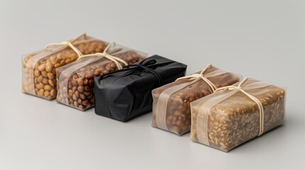Eco-friendly packaging for vegan protein bars, emphasizing plant-based ingredients and compostable wrappers. , Minimalism,