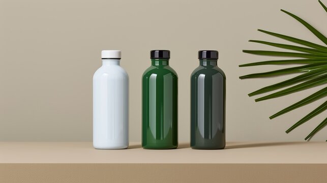 Sustainable packaging for reusable water bottles, featuring BPA-free materials and minimal plastic usage. , Minimalism,