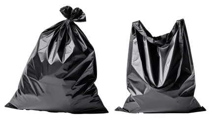 black garbage bags isolated on transparent background