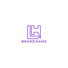 PrintILLUSTRATION LETTER LH GEOMETRIC  LOGO ICON PURPLE COLOR TEMPLATE SIMPLE MINIMALIST ELEMENT DESIGN SIMPLE VECTOR GOOD FOR APPS, BRAND 