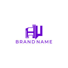 ILLUSTRATION LETTER HU GEOMETRIC  LOGO ICON PURPLE COLOR TEMPLATE SIMPLE MINIMALIST ELEMENT DESIGN SIMPLE VECTOR GOOD FOR APPS, BRAND 