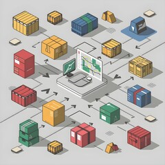 Obraz premium Isometric business supply chain management illustration 