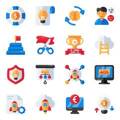 Set of Startup and Launch Flat Icons 

