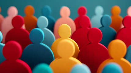 Obraz premium Vibrant, colorful abstract silhouettes of people representing diversity, unity, and community. Great for concepts of teamwork and togetherness.