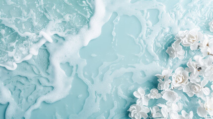 A body of water with foam and bubbles