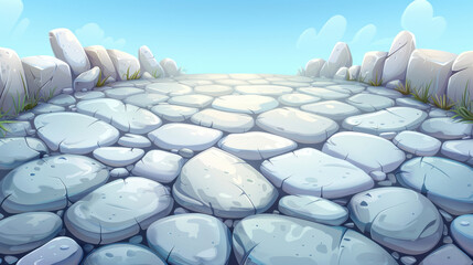Fototapeta premium A rocky path with a clear blue sky above