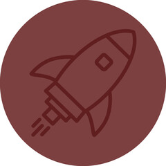 Rocket Vector Line Maroon Circle Maroon