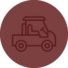 Golf cart Vector Line Maroon Circle Maroon