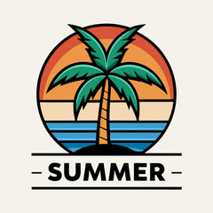 Palm vintage sunset summer season for your tshirt design, retro design, or community design, seasonal