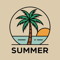 Obraz premium Palm vintage sunset summer season for your tshirt design, retro design, or community design, seasonal