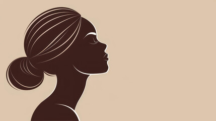 Stunning silhouette of elegant African woman in profile for beauty salon or jewelry product logo.