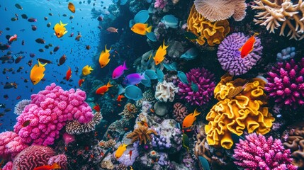 Vibrant Coral Reef Teeming with Marine Life: A Bird's Eye View of Underwater Beauty