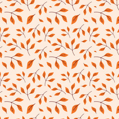 Autumn leaves seamless pattern design illustration.