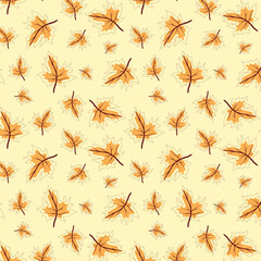 Falling leaf seamless background pattern design. Maple leaf background.