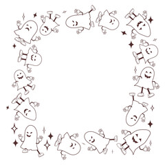 halloween spooky ghoest, scary doodle , horror pattern frame