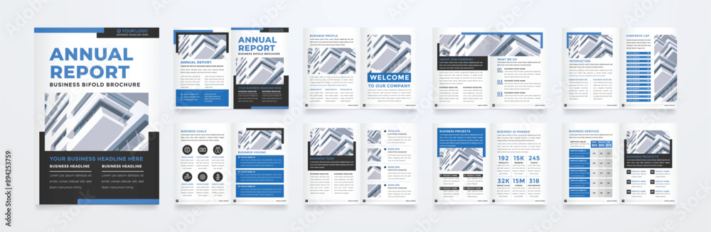 Wall mural set of minimalist business brochure template with simple style and modern layout