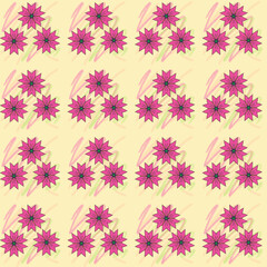 Set of pink flowers on a pattern background