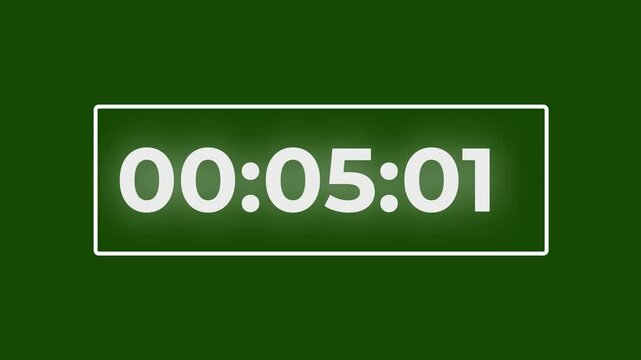 Stopwatch timer increase, 60 seconds glowing countdown 4k video animation on green screen background