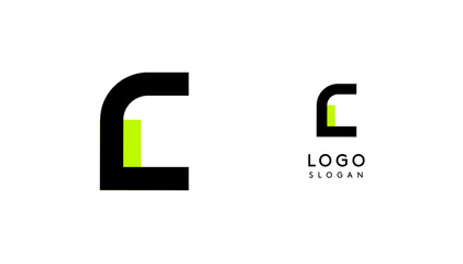 Bauhaus flat unique Letter C, color logo for business, tech apps, architectural brands. Minimal modular geometric design, simple modern branding. Vector logotype