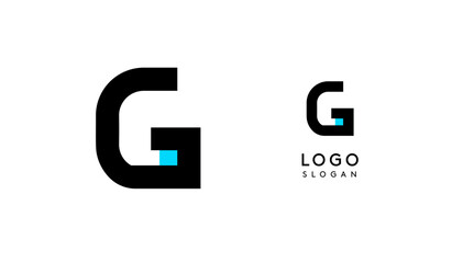 Bauhaus flat unique Letter G, color logo for business, tech apps, architectural brands. Minimal modular geometric design, simple modern branding. Vector logotype