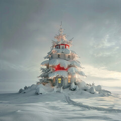 North Pole Christmas tree real photo