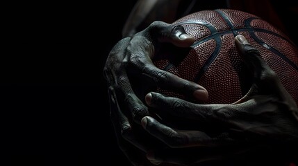 basketball on black background. 