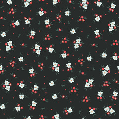 Vintage Floral Seamless Pattern. Botanical Background Liberty Style of Small Cute Flowers. Wild Flowers Vector Illustration for Surface, Printing, Fabric Design. 