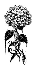 Hydrangea flower tribal tattoo