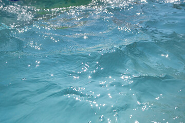 Defocused water surface ripples with sparkling sun reflections empty abstract backdrop